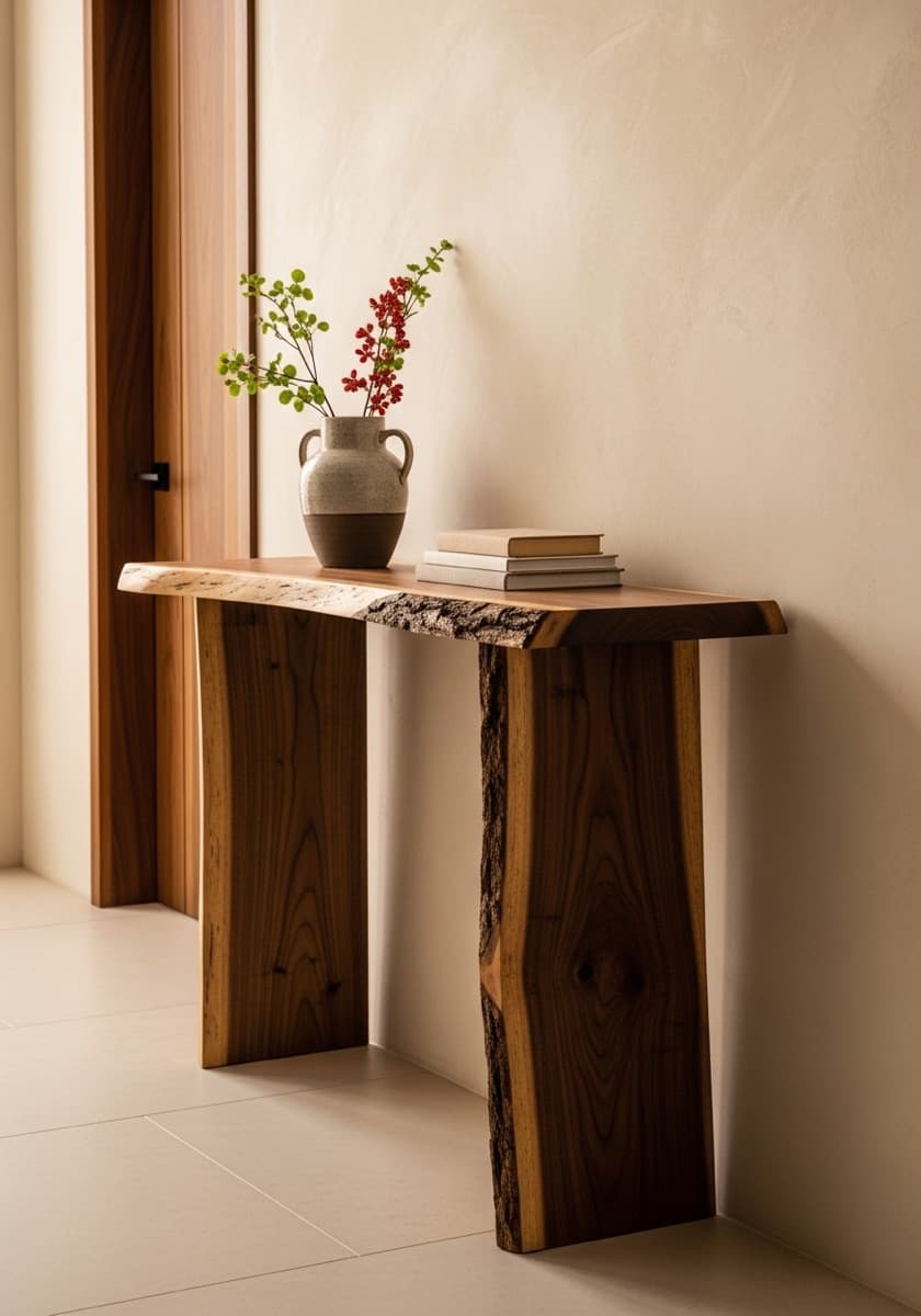 Live edge walnut console table